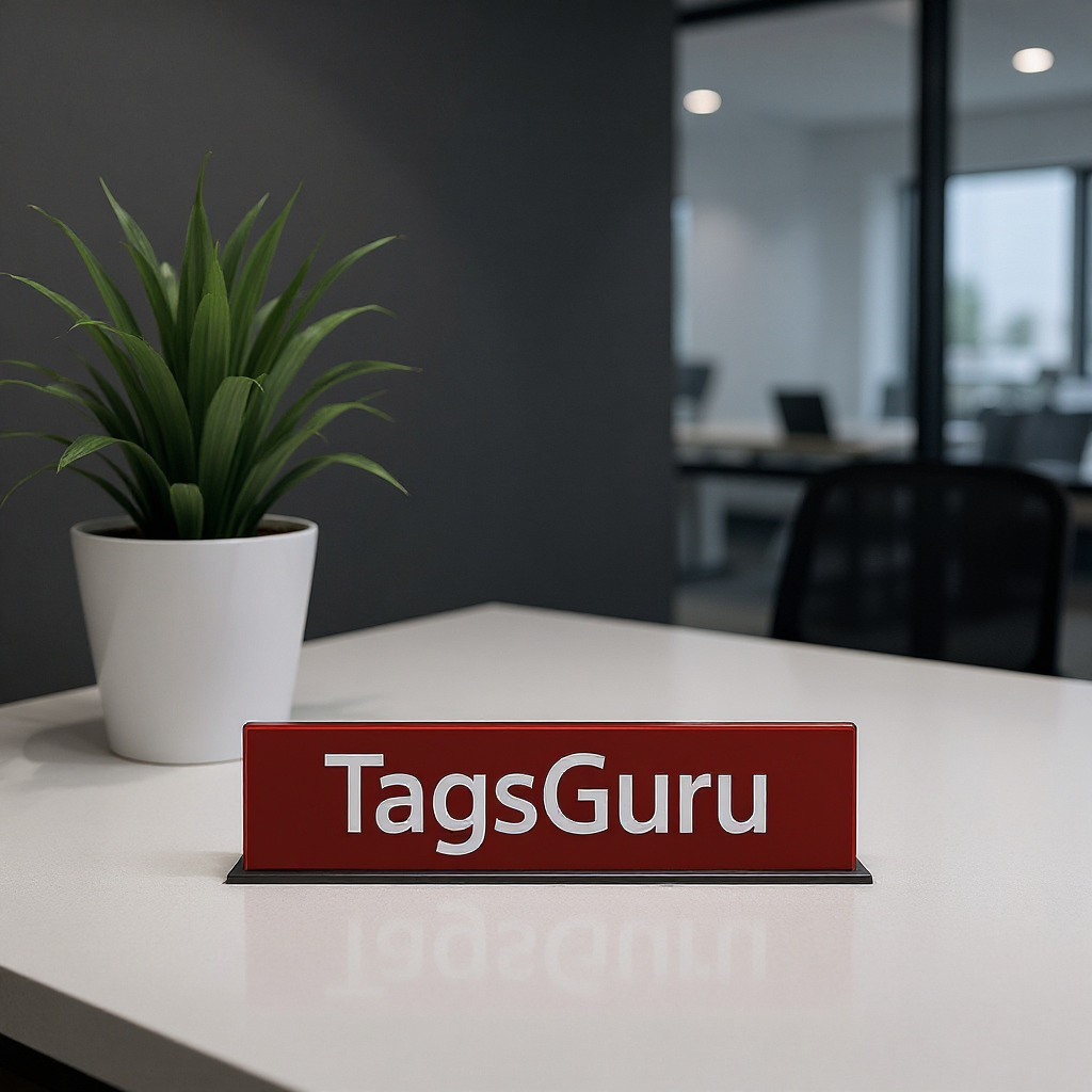 Red Glass Chroma Desk Name Plate - Effect Image 1