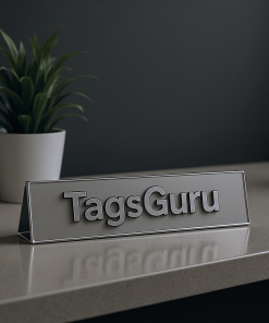 Almond Plastic Plate with Black Text - Effect Image