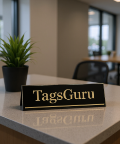 Black Plastic Plastic Plate with Gold Text - Effect Image