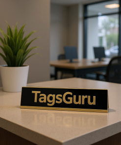Black Plastic Plate with Gold Text - Effect Image