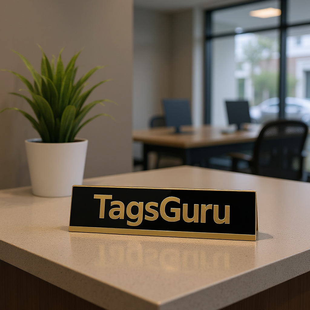 Black Plastic Plate with Gold Text - Effect Image