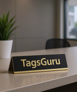 Black Plastic Plate with Gold on Rose Gold Deskplate - Effect Image 1