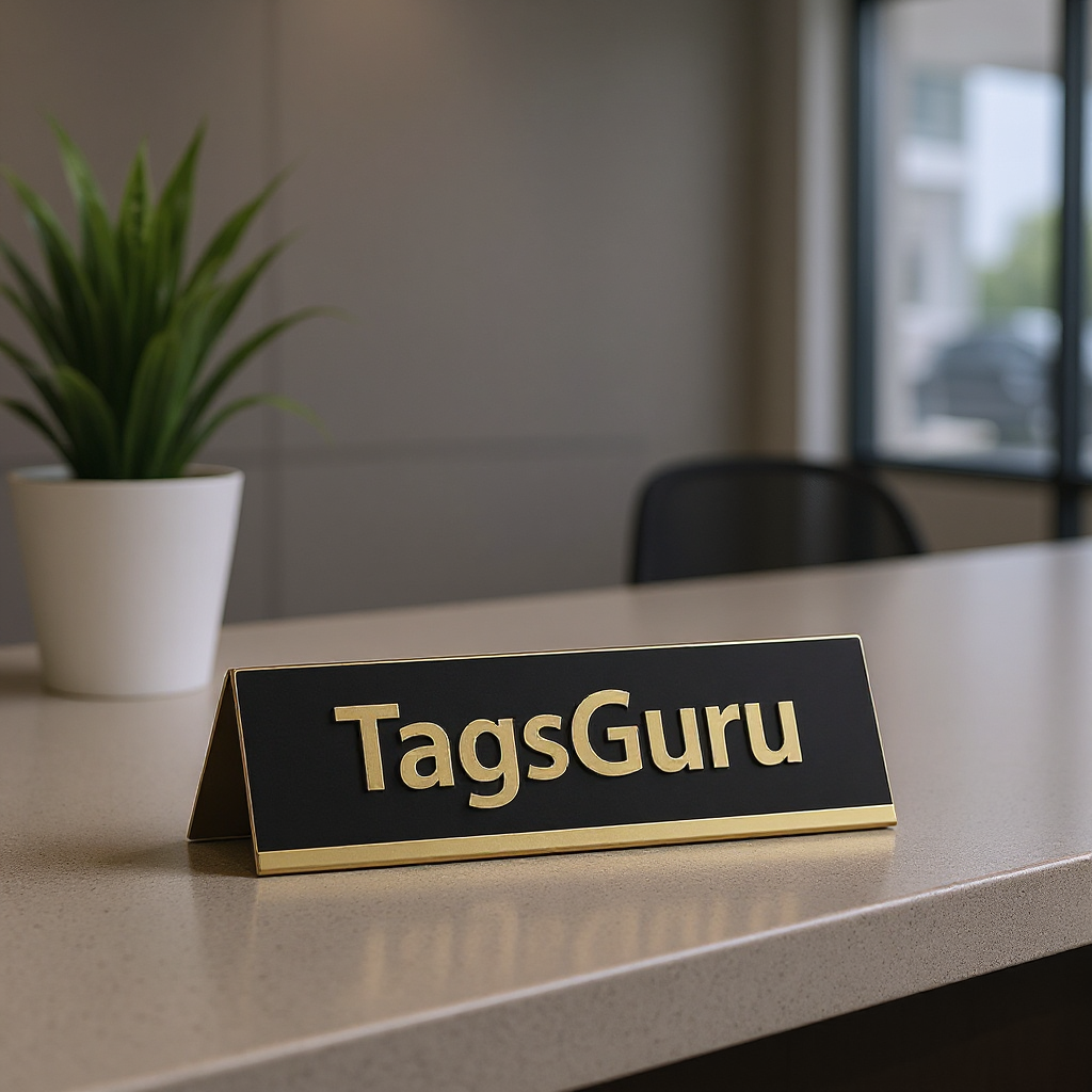 Black Plastic Plate with Gold on Rose Gold Deskplate - Effect Image 1