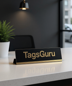 Black Plastic Plate with Silver Text - Effect Image
