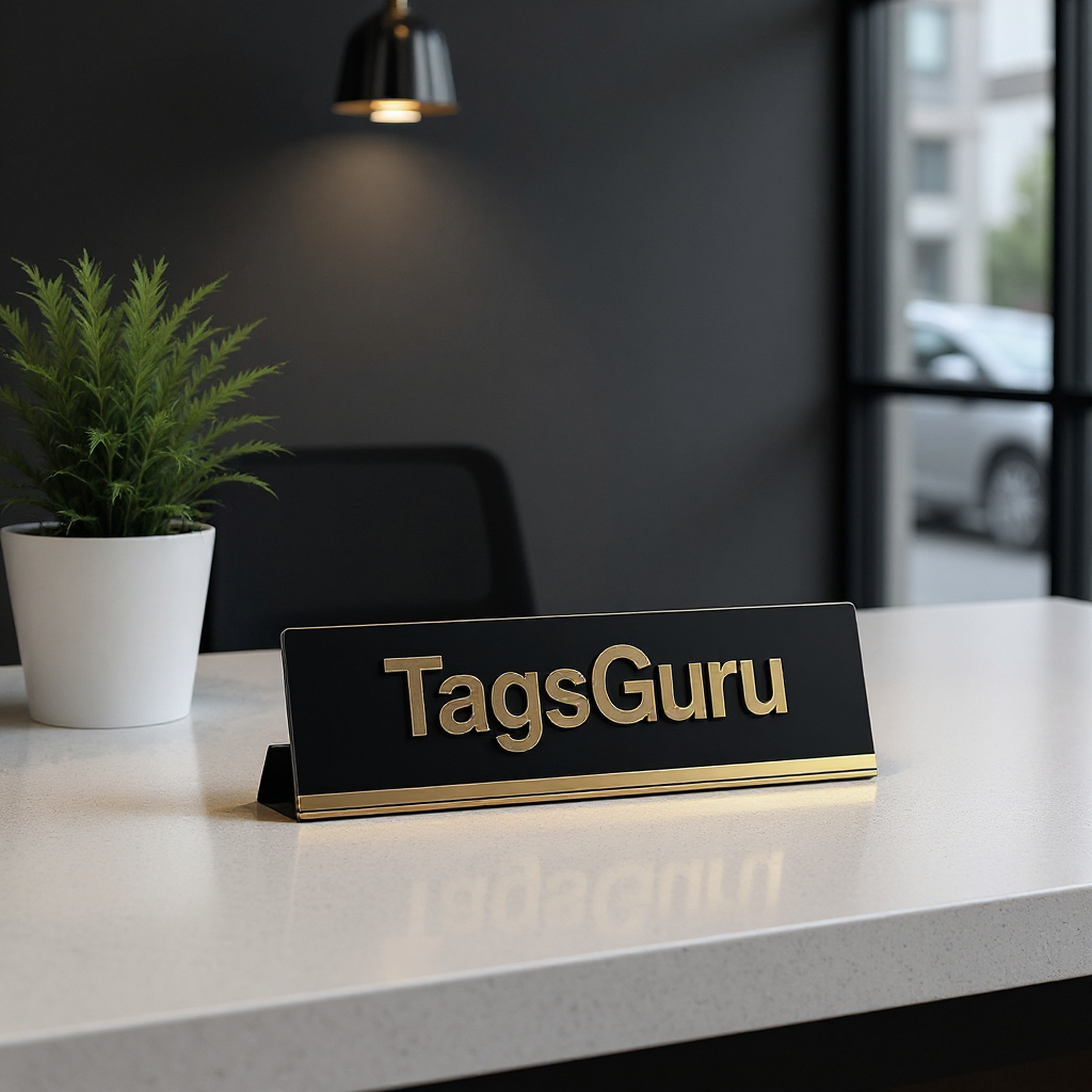 Black Plastic Plate with Gold on Silver Deskplate - Effect Image 1