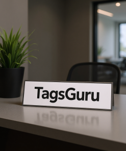 Black Plastic Plate with White Text - Effect Image