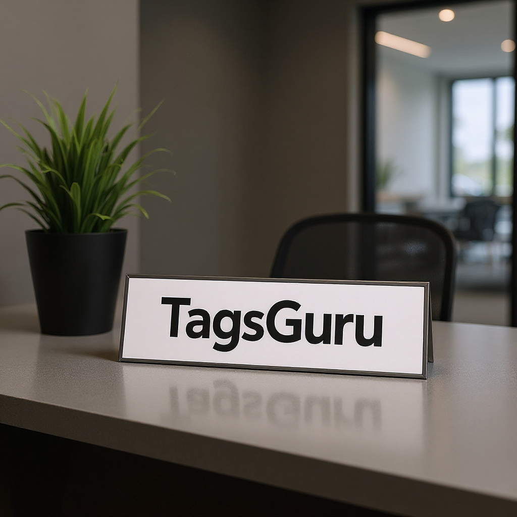 Black Plastic Plate with White Text - Effect Image