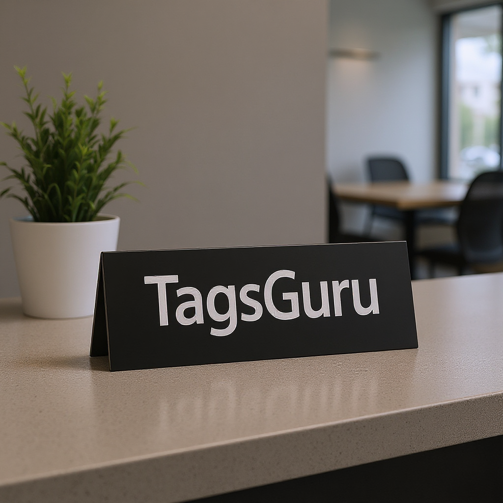 Black Plastic Plate with White on Rose Gold Deskplate - Effect Image 1