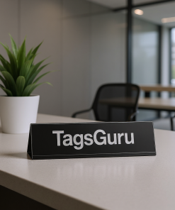 Black Plastic Plate with White on Silver Deskplate - Effect Image 1