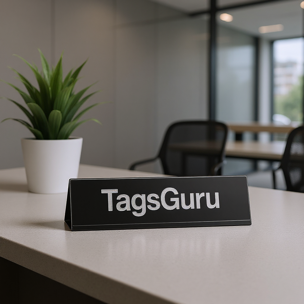 Black Plastic Plate with White on Silver Deskplate - Effect Image 1