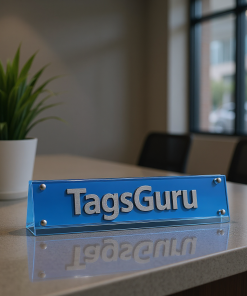 Blue Glass Chroma Desk Name Plate - Effect Image 1