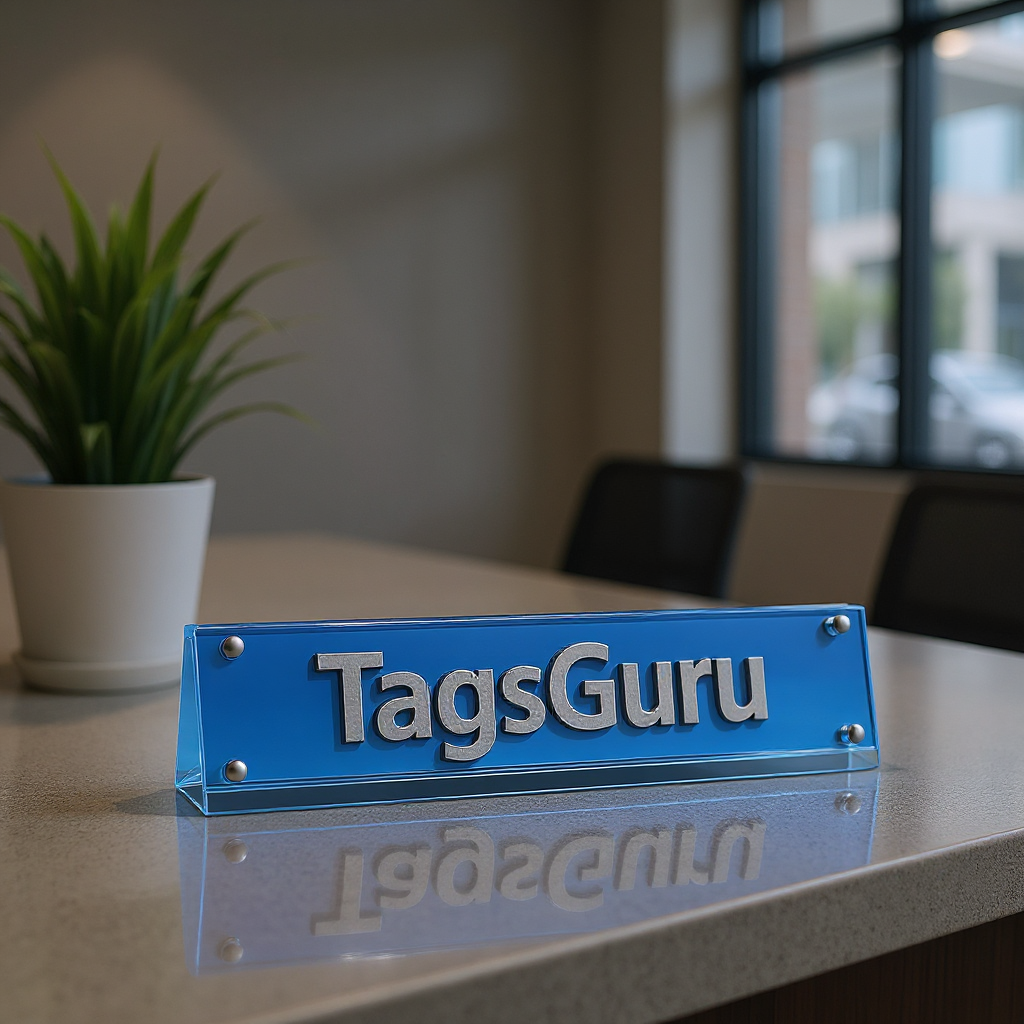 Blue Glass Chroma Desk Name Plate - Effect Image 1
