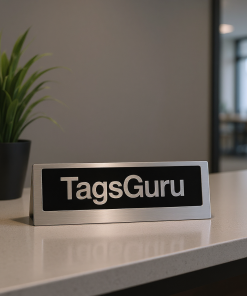Brushed Aluminum Plastic Plate with Black Text - Effect Image