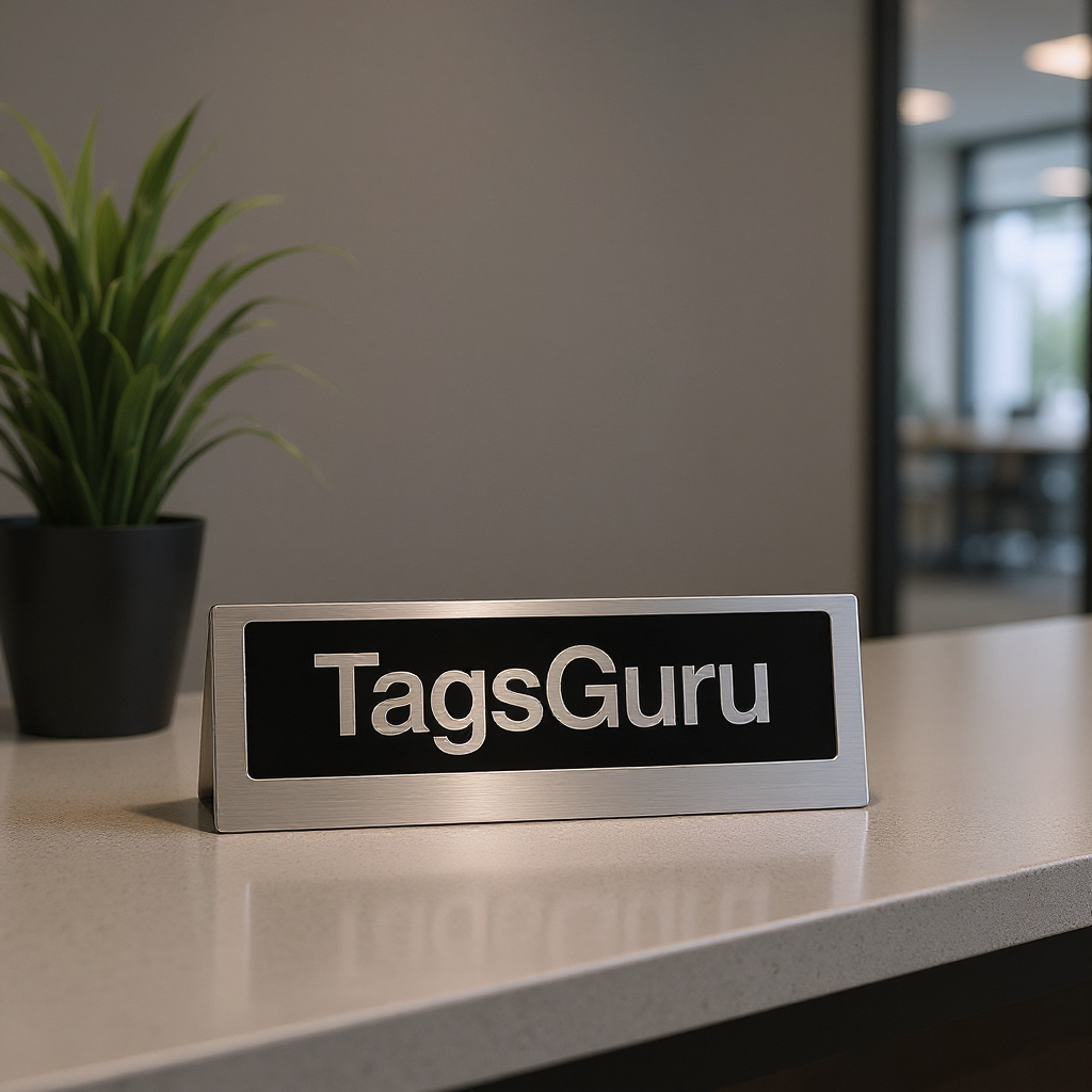 Brushed Aluminum Plastic Plate with Black Text - Effect Image