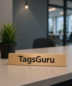 Brushed Aluminum and Black Name Plastic Plate with Rose Gold Metal Deskplate - Effect Image 1