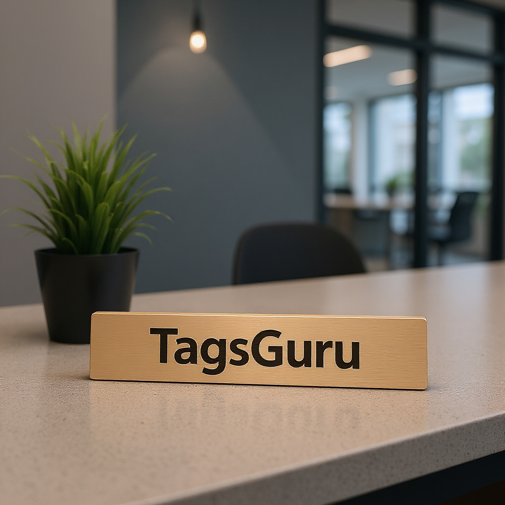 Brushed Aluminum and Black Name Plastic Plate with Rose Gold Metal Deskplate - Effect Image 1