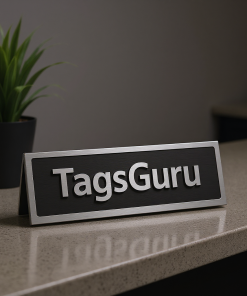 Brushed Aluminum and Black Plastic Plate on Silver Deskplate - Effect Image 1