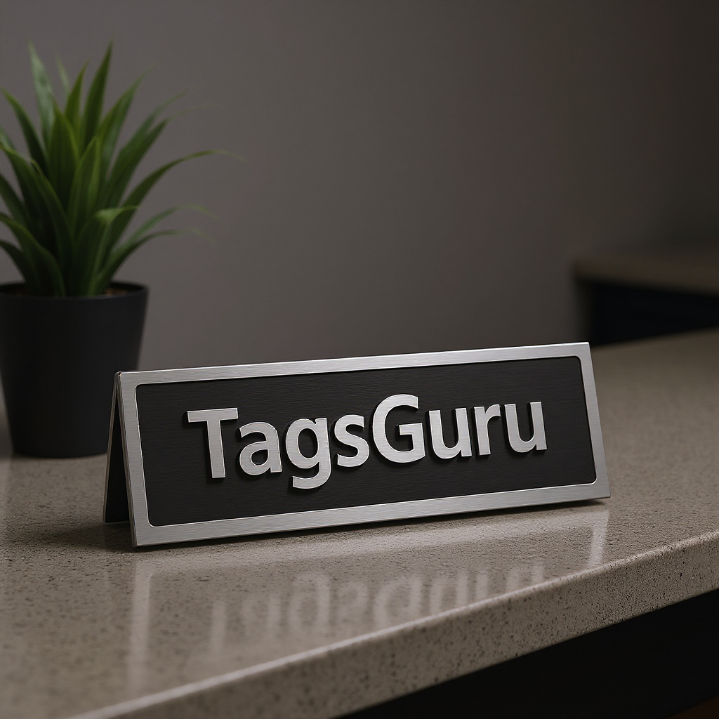 Brushed Aluminum and Black Plastic Plate on Silver Deskplate - Effect Image 1