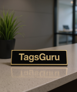 Shiny Gold Plastic Plate with Black Text - Effect Image
