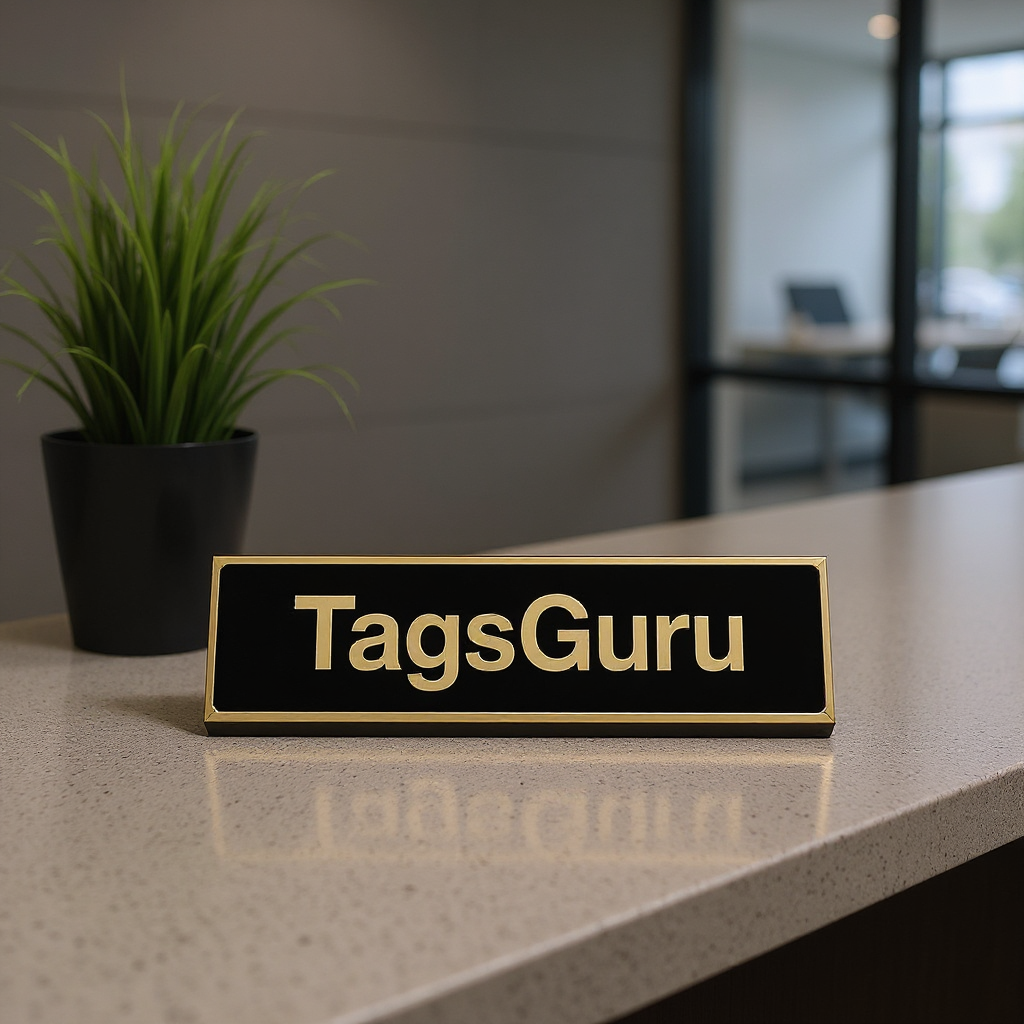 Shiny Gold Plastic Plate with Black Text - Effect Image