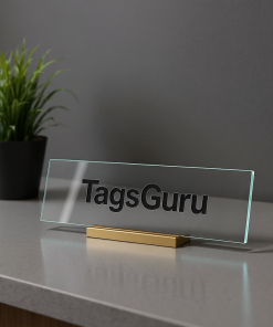 Jade Glass Desk Plate with Brass Stand - Effect Image 1