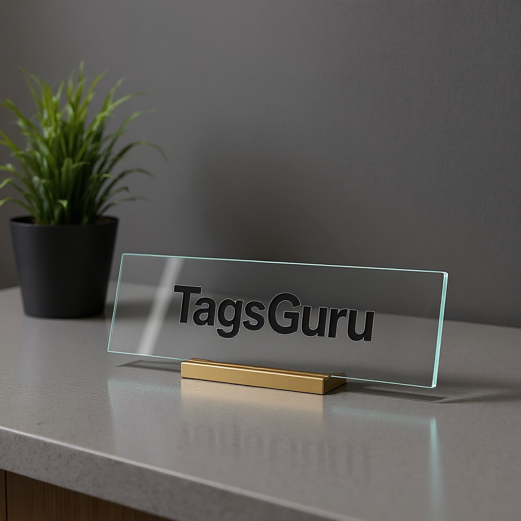 Jade Glass Desk Plate with Brass Stand - Effect Image 1
