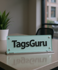 Jade Glass Desk Plate with Chrome Star - Effect Image 1