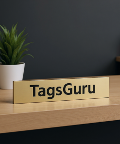 Solid Ash (wooden) Desk Plate - Brushed Gold Metal Plate - Effect Image 3