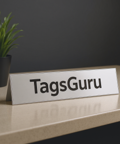 Solid Ash (wooden) Desk Plate - Brushed Silver Metal Plate with Shiny Silver Border - Effect Image 1