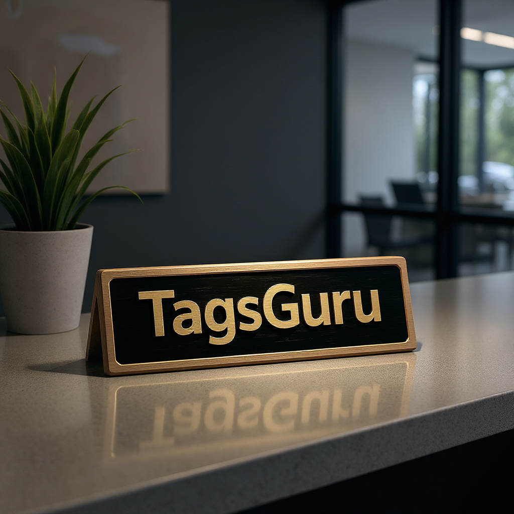 Solid Walnut Desk Plate - Black Metal Plate with Gold Engraving - Effect Image 2