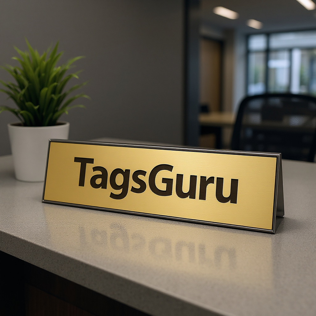 Solid Walnut Desk Plate - Brushed Gold Metal Plate - Effect Image 1