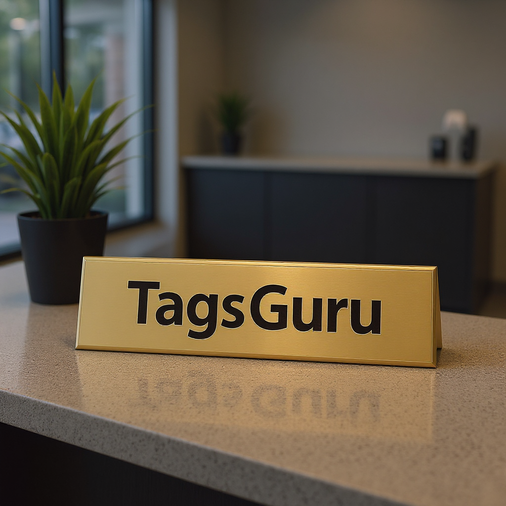 Solid Walnut Desk Plate - Brushed Gold Metal Plate - Effect Image 2