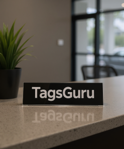 Walnut Plastic Plate with White Text - Effect Image