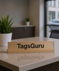White Plastic Plate with Black on Rose Gold Deskplate - Effect Image 1
