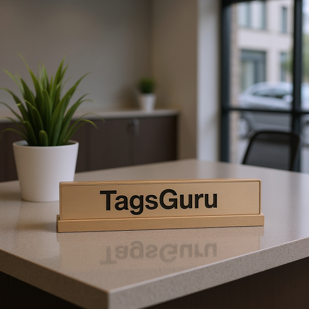 White Plastic Plate with Black on Rose Gold Deskplate - Effect Image 1