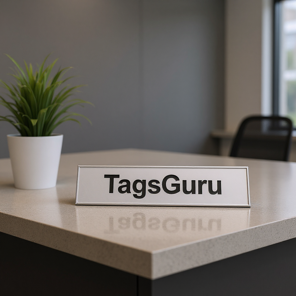 White Plastic Plate with Black on Silver Deskplate - Effect Image 1