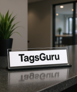 White Plastic Plate with Crimson Text - Effect Image