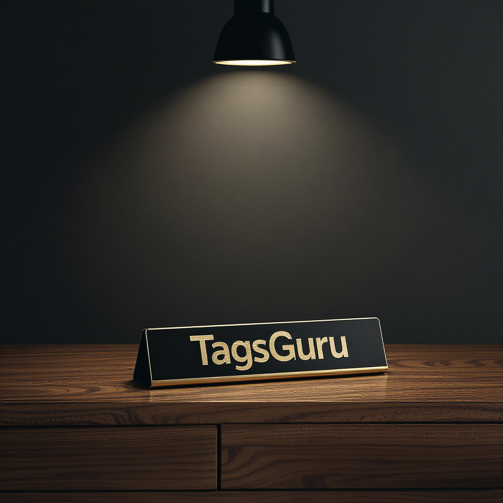 Black Metal Plate with Gold Engraving on a Walnut Deskplate with Card Slot - Product Image