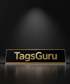 Black Plastic Plate with Gold Text main image