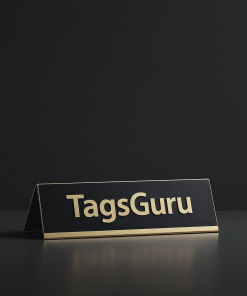 Black Plastic Plate with Gold on Rose Gold Deskplate - Product Image