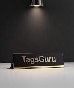Black Plastic Plate with Gold on Silver Deskplate - Product Image