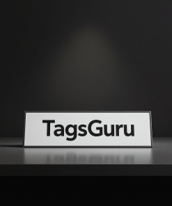 Black Plastic Plate with White Text main image