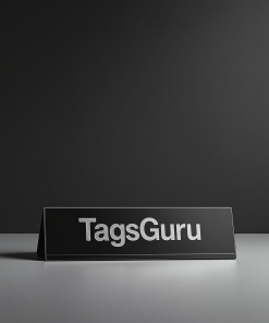 Black Plastic Plate with White on Silver Deskplate - Product Image