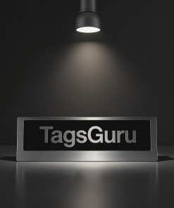 Brushed Aluminum Plastic Plate with Black Text main image