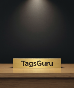 Solid Ash (wooden) Desk Plate - Brushed Gold Metal Plate with Shiny Gold Border - Product Image