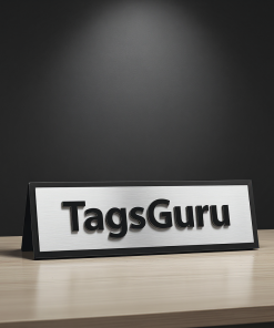 Solid Ash (wooden) Desk Plate - Brushed Silver Metal Plate with Black Border - Product Image