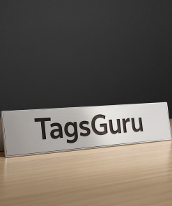 Solid Ash (wooden) Desk Plate - Brushed Silver Metal Plate with Shiny Silver Border - Product Image