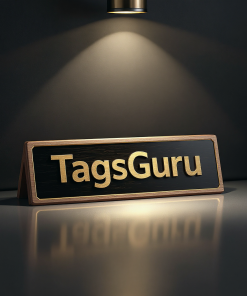 Solid Walnut Desk Plate - Black Metal Plate with Gold Engraving - Product Image