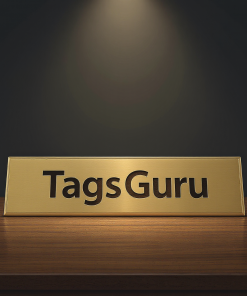Solid Walnut Desk Plate - Brushed Gold Metal Plate with Shiny Gold Border - Product Image