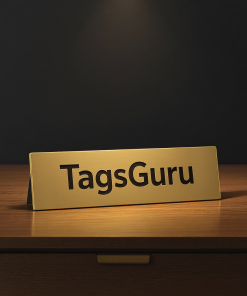 Solid Walnut Desk Plate with Card Slot - Brushed Gold Metal Plate - Product Image